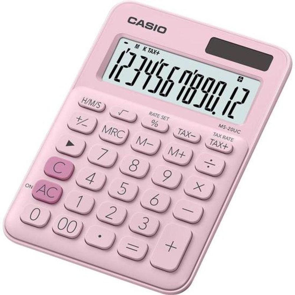 Calculadora De Mesa Casio Ms20uc 12 Dígitos Rosa Claro - 1