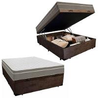 Cama Box Baú Casal Suede + Colchão Sereneprime Molas Ensacadas 138x188x69 Marrom - 1