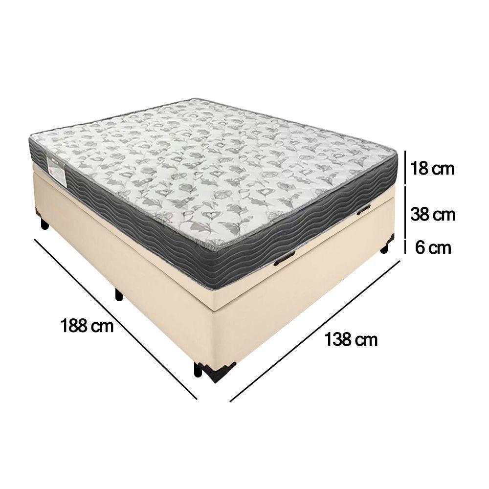 Cama Box Baú Casal Sintético + Colchão De Espuma D33 - Sereneprime - 138cm Cor:bege - 3