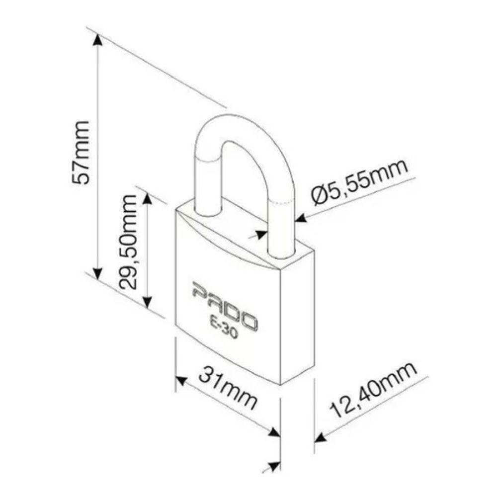 Kit 4 Cadeados Pado Com Chaves Iguais 30mm - 3