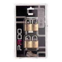 Kit 4 Cadeados Pado Com Chaves Iguais 30mm - 2