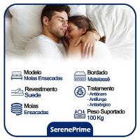 Cama Box Baú Casal Sintético + Colchão De Molas Ensacadas Sereneprime 138x188x62cm Cinza