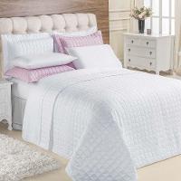 Kit Cobre Leito Colcha Veneza Queen 3 Peças Hipercal 180 Fios - Branco - 1