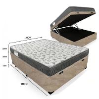 Cama Box Baú Casal Suede + Colchão De Espuma D33 - Sereneprime - 138cm Cor:bege - 3