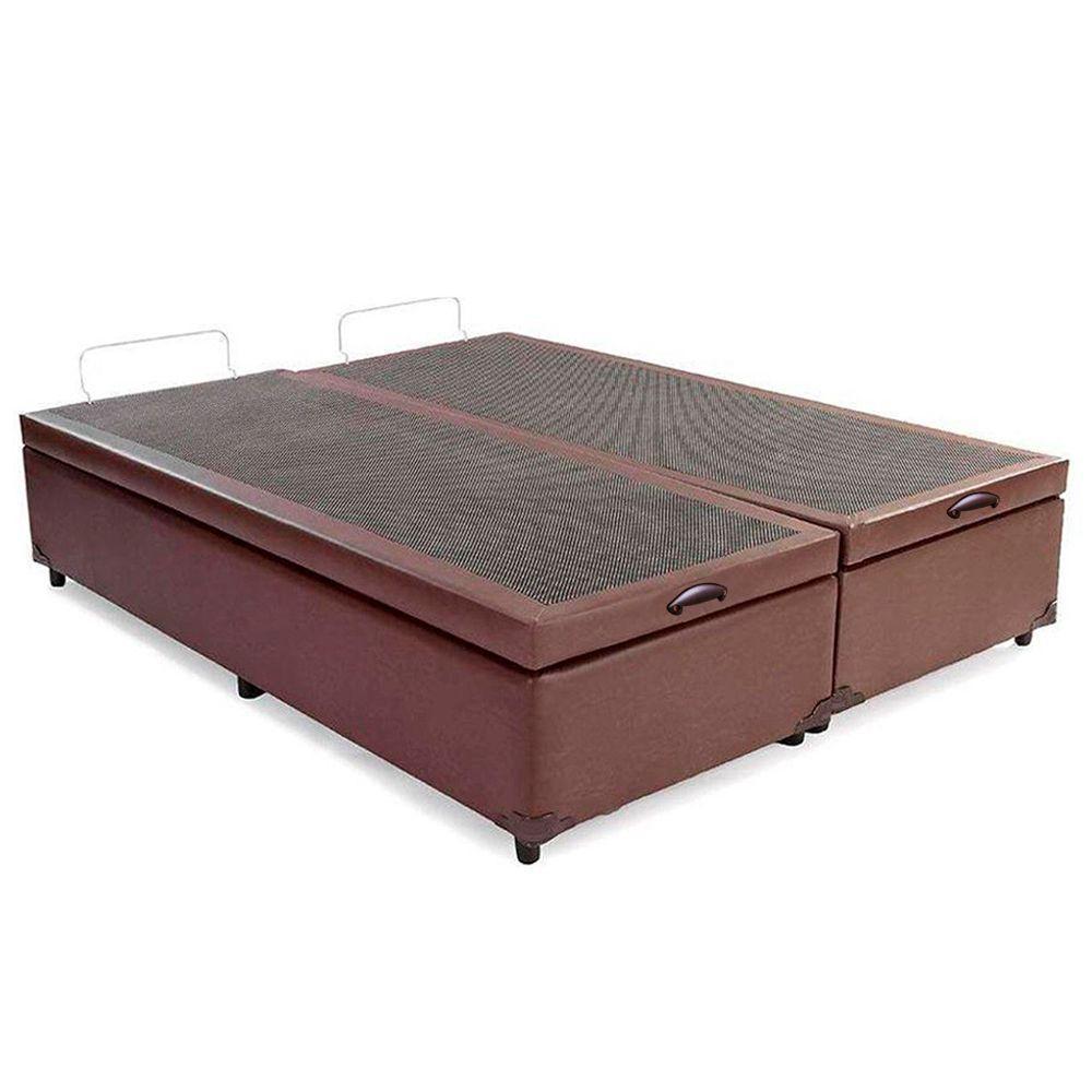 Cama Box Baú Casal Bipartido Sintético Sereneprime Marrom 138x188x44 - 5