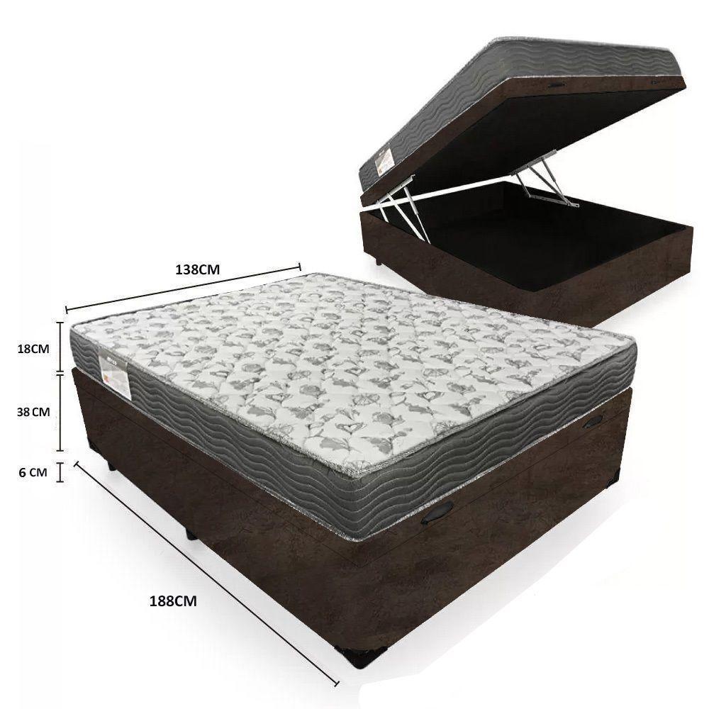 Cama Box Baú Casal Suede + Colchão De Espuma D33 - Sereneprime - 138cm Cor:marrom - 4