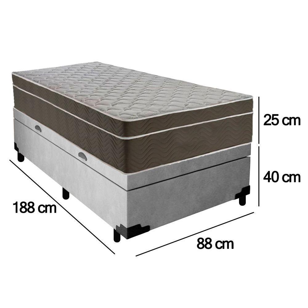 Cama Box Baú Suede Solteiro + Colchão Sereneprime Molas Ensacadas 88x188x69 Cinza - 3