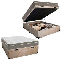 Cama Box Baú Casal Suede + Colchão Sereneprime Molas Ensacadas 138x188x69 Cor:bege - 1