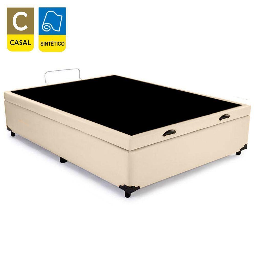Cama Box Baú Casal Sintético + Colchão De Espuma D33 - Sereneprime - 138cm Bege - 2