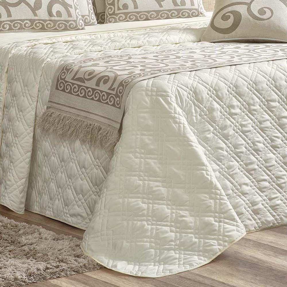 Kit Cobre Leito Colcha Tierry Queen 5 Peças Hipercal 180 Fios - Marfim - 2