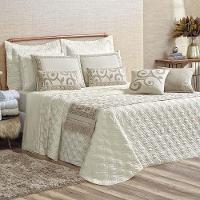 Kit Cobre Leito Colcha Tierry Queen 5 Peças Hipercal 180 Fios - Marfim - 1