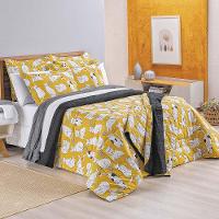 Kit Cobre Leito Colcha Gatos Queen 3 Peças Estampado Percal 200 Fios 100% Algodão - 1