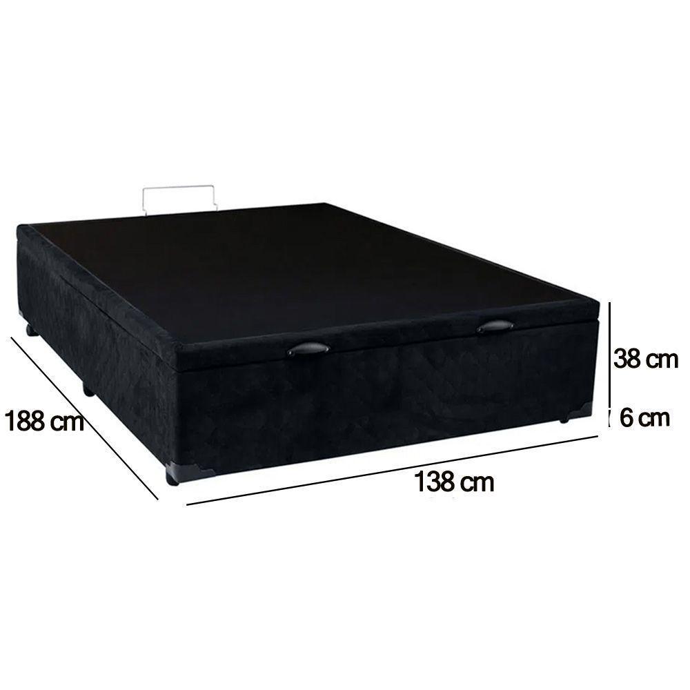 Cama Box Baú Casal Suede Sereneprime Preto 138x188x44 - 3