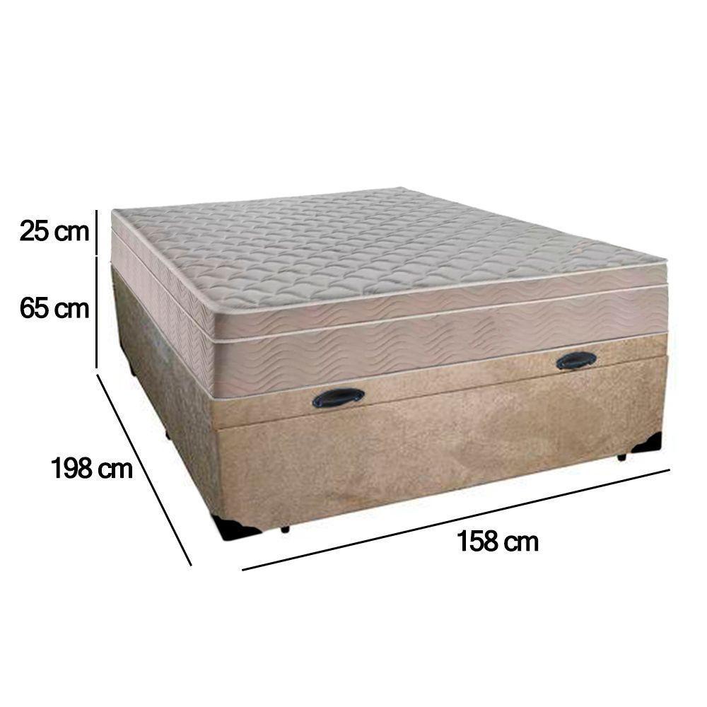 Cama Box Baú Casal Suede + Colchão Sereneprime Molas Ensacadas 138x188x69 Cor:bege - 4