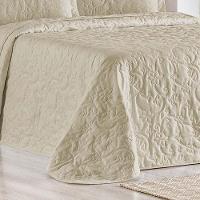 Kit Cobre Leito Colcha Celeste Queen 3 Peças Matelado Floral 180 Fios - Cáqui - 3