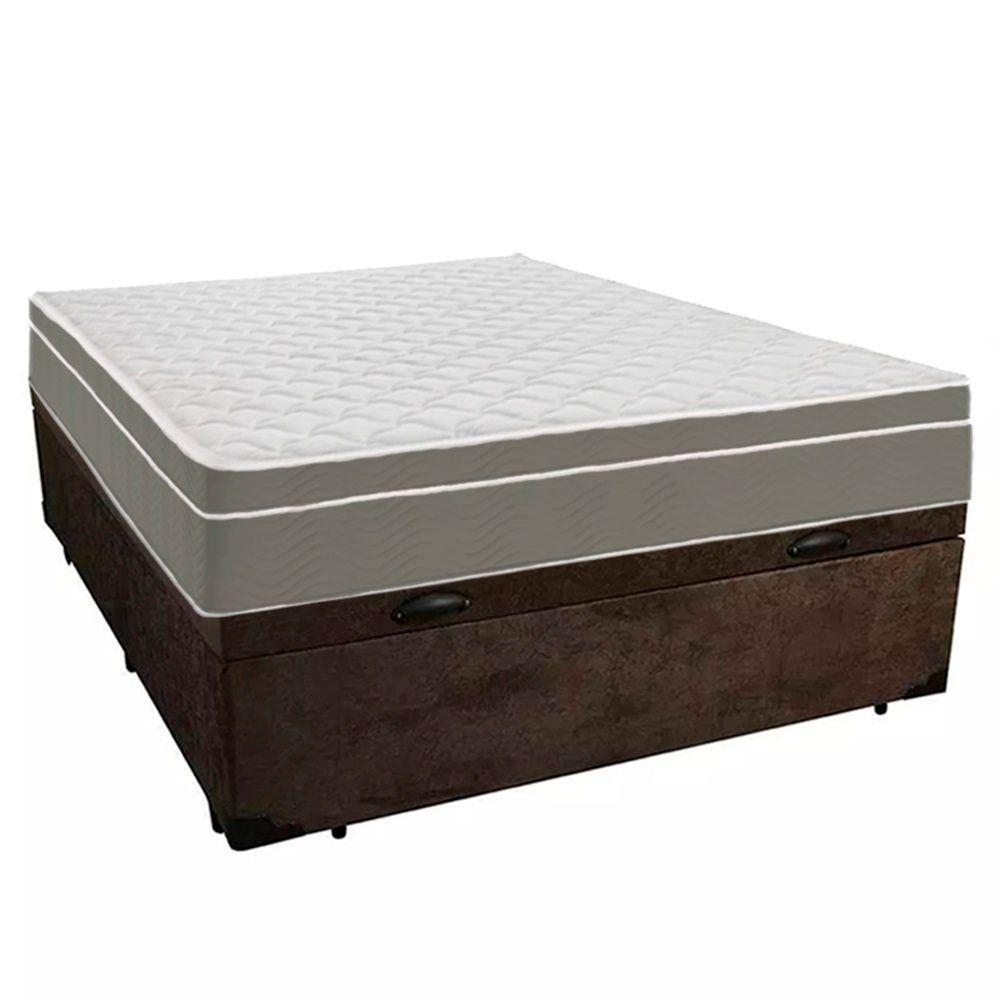 Cama Box Baú Casal Suede + Colchão Sereneprime Molas Ensacadas 138x188x69 Cor:marrom - 6