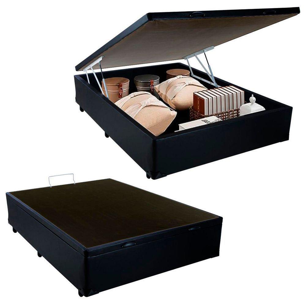 Cama Box Baú Casal Sintético + Colchão De Espuma D33 Sereneprime 138cm Preto - 3