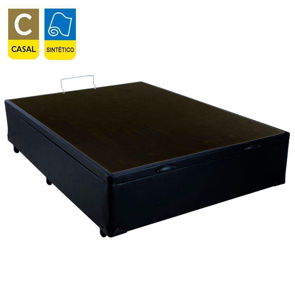 Cama Box Baú Casal Sintético + Colchão De Espuma D33 Sereneprime 138cm Preto - 4