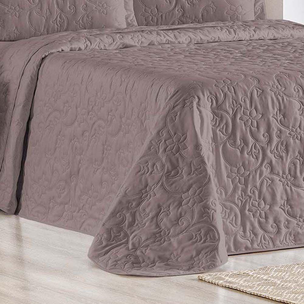 Kit Cobre Leito Colcha Celeste Queen 3 Peças Matelado Floral 180 Fios - Lavanda - 3