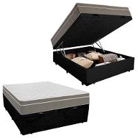 Cama Box Baú Casal Suede + Colchão Sereneprime Molas Ensacadas 138x188x69 Cor:preto - 1
