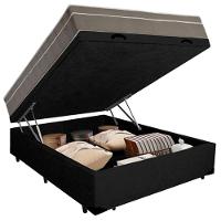 Cama Box Baú Casal Suede + Colchão Sereneprime Molas Ensacadas 138x188x69 Cor:preto - 5