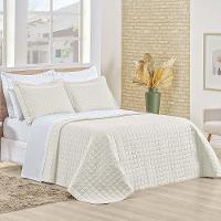 Kit Cobre Leito Colcha Eden Casal 3 Peças Percal 150 Fios 100% Algodão - Marfim - 1