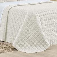 Kit Cobre Leito Colcha Eden Casal 3 Peças Percal 150 Fios 100% Algodão - Marfim - 3