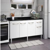 Balcão Flat De Cozinha Para Pia 4 Portas 1 Gaveta 1,43 Metros Branco - 3