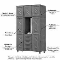Guarda-roupa Solteiro Santiago 5 Portas De Abrir 4 Gavetas Em Madeira Com Espelho Imbuia - Cavazotto - 2