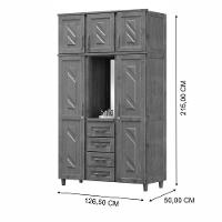 Guarda-roupa Solteiro Santiago 5 Portas De Abrir 4 Gavetas Em Madeira Com Espelho Imbuia - Cavazotto - 3