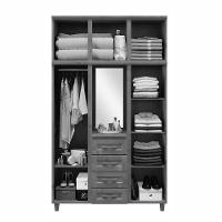 Guarda-roupa Solteiro Santiago 5 Portas De Abrir 4 Gavetas Em Madeira Com Espelho Imbuia - Cavazotto