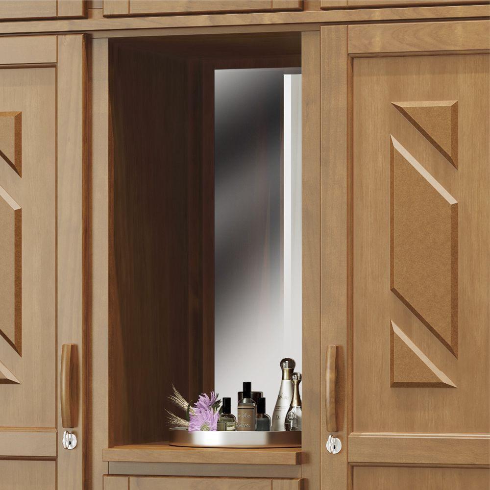 Guarda-roupa Solteiro Santiago 5 Portas De Abrir 4 Gavetas Em Madeira Com Espelho Freijó - Cavazotto - 5