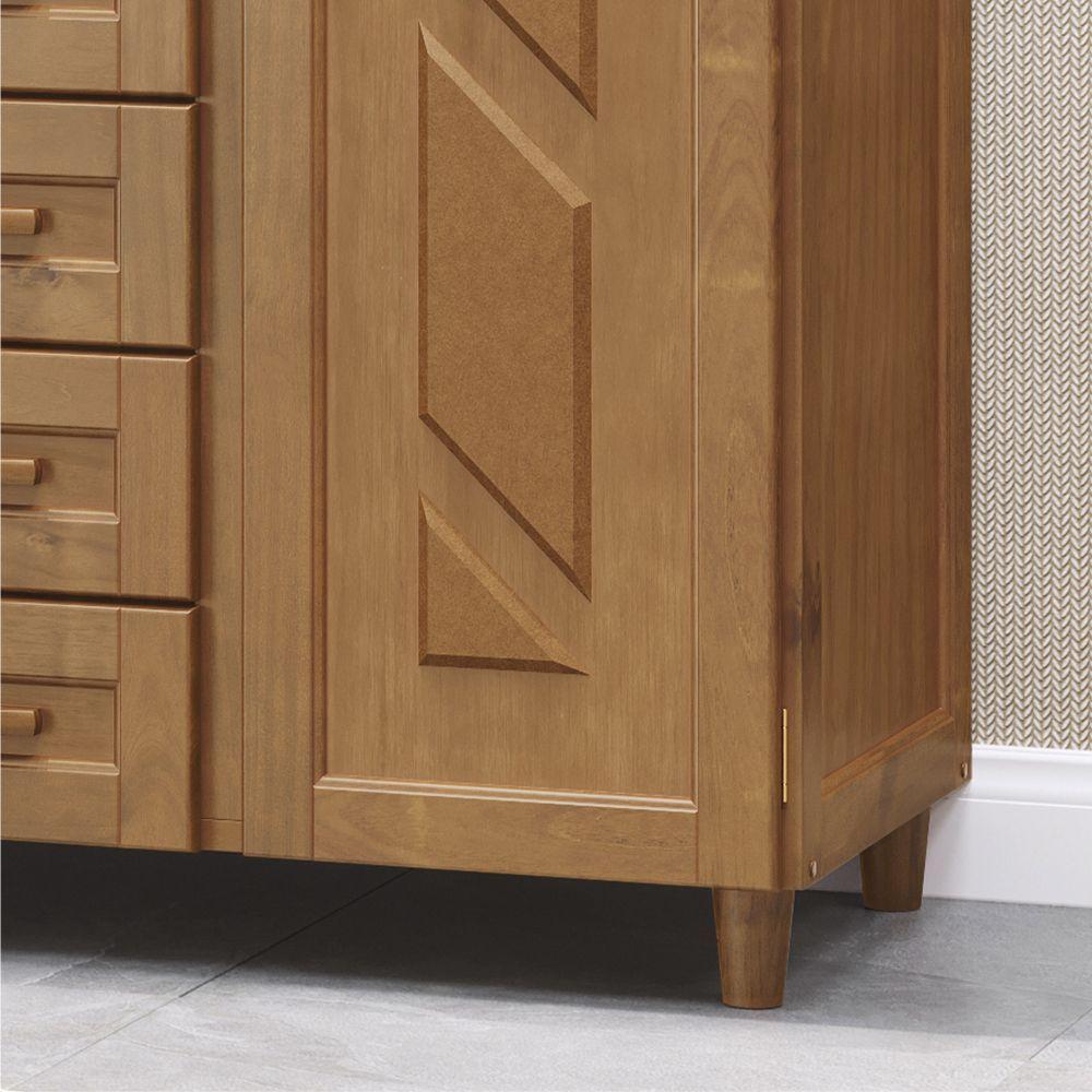 Guarda-roupa Solteiro Santiago 5 Portas De Abrir 4 Gavetas Em Madeira Com Espelho Freijó - Cavazotto - 6