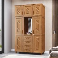 Guarda-roupa Solteiro Santiago 5 Portas De Abrir 4 Gavetas Em Madeira Com Espelho Freijó - Cavazotto - 1