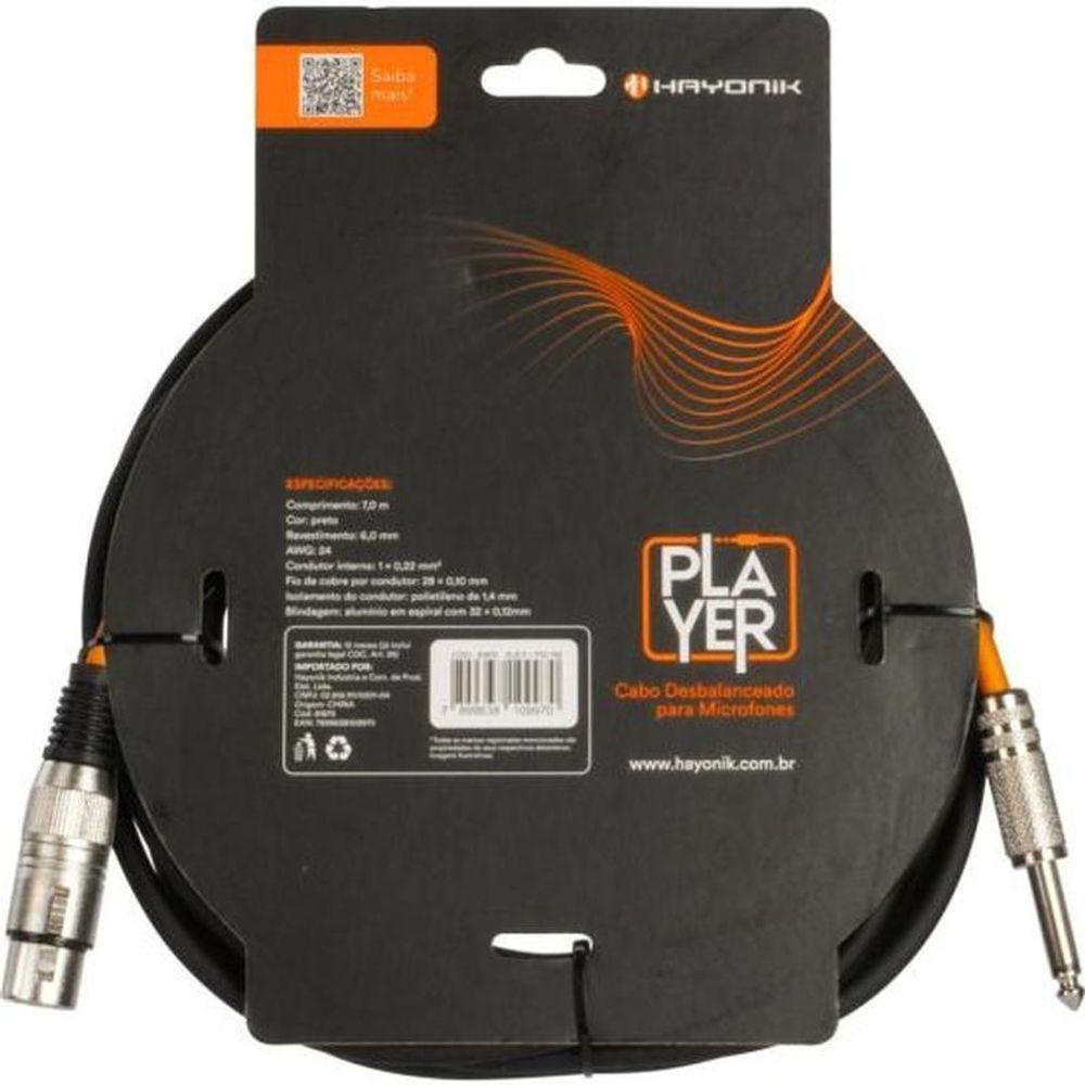 Cabo Para Microfone Player Xlr(f) X P10 7m Preto Hayonik - 2