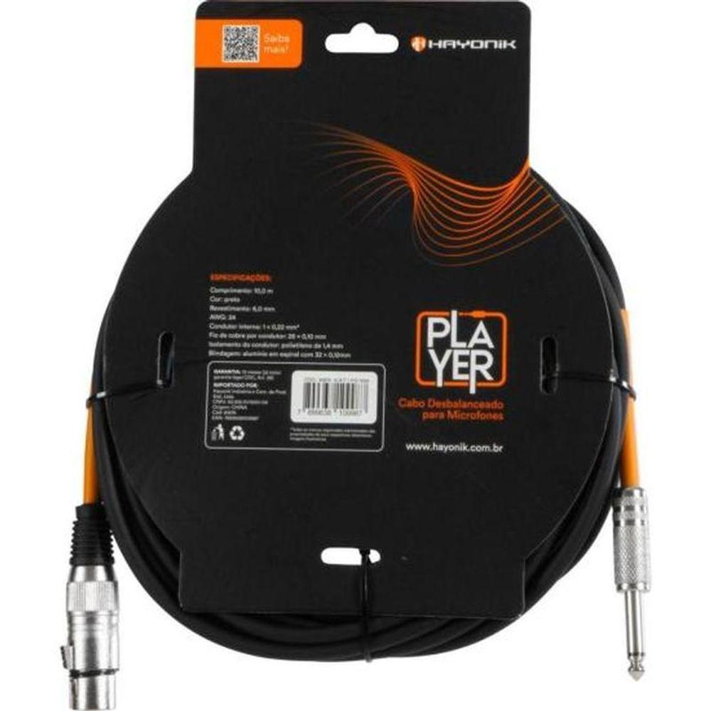 Cabo Para Microfone Player Xlr(f) X P10 10m Preto Hayonik - 2