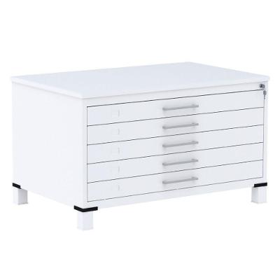 Mapoteca 5 Gavetas Pandin 120 Cm (larg) Inmetro Tampo Mdp Cinza Estrutura E Gavetas Em Aço Branco