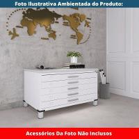 Mapoteca 5 Gavetas Pandin 120 Cm (larg) Inmetro Tampo Mdp Cinza Estrutura E Gavetas Em Aço Branco - 5