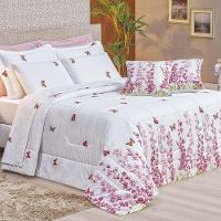 Kit Edredom Supreme Queen 5 Peças 100% Algodão 200 Fios Estampado - Borboletas - 1