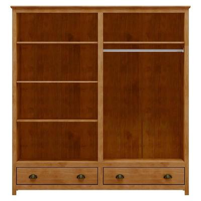 Guarda Roupa Casal 4 Portas Bater 2 Gavetas Freijo Madeira Maciça Milani Movelaria