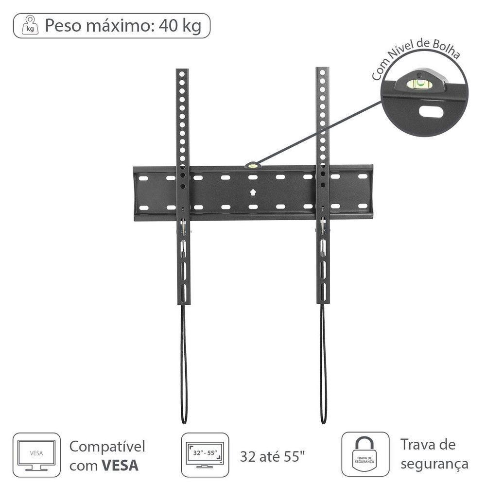 Suporte Para Tv Led- Lcd De 32" A 55" Fixo Com Nivel Bolha E Trava De Segurança - St400a - 1