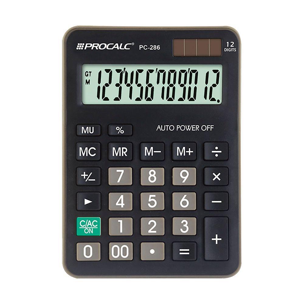Calculadora De Mesa Procalc Pc286 12 Digitos Preta - 1