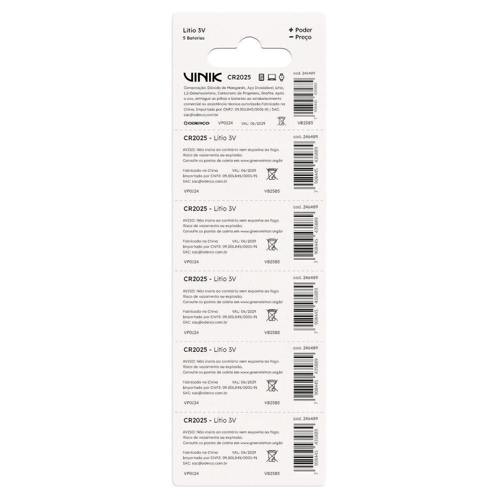 Bateria De Litio Cr2025 C-5 3v - Vb25b5 - 6