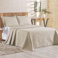 Kit Cobre Leito Colcha Ideale Queen 3 Peças Matelado Geométrico - Cáqui - 100% Poliéster - 1