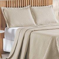 Kit Cobre Leito Colcha Ideale Queen 3 Peças Matelado Geométrico - Cáqui - 100% Poliéster - 2