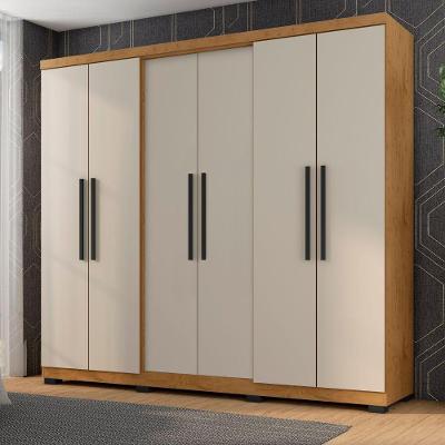 Guarda Roupa Casal Diamante 6000-50 6 Portas de Bater 4 Gavetas Freijó-baunilha Brilho