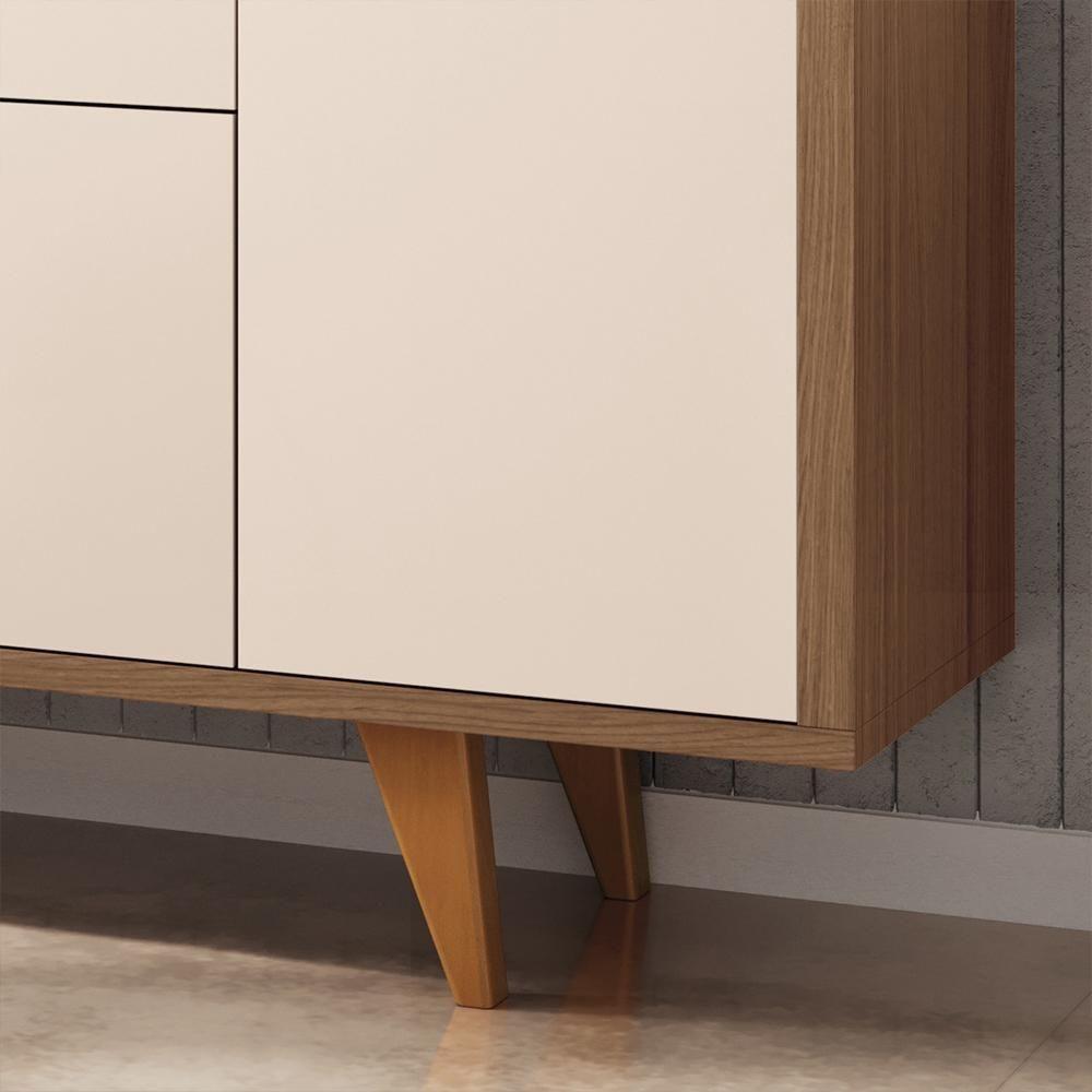Buffet Balcão Decorativo Albâni Pés Madeira Sala De Jantar Mdp/mdf Off White/castanho G26 - Gran Belo - 2