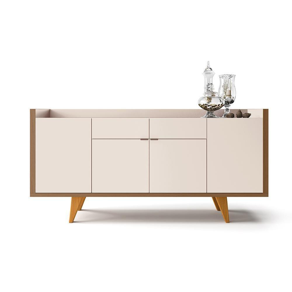 Buffet Balcão Decorativo Albâni Pés Madeira Sala De Jantar Mdp/mdf Off White/castanho G26 - Gran Belo - 3
