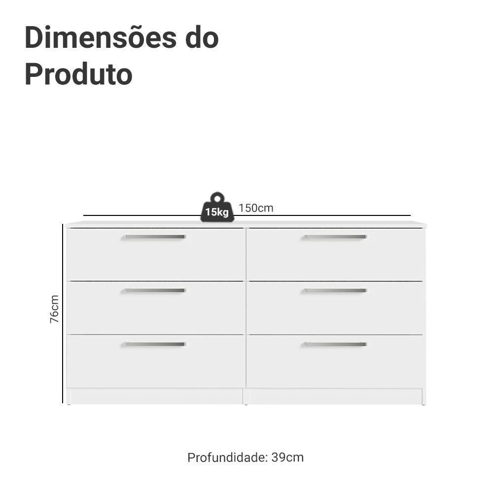 Cômoda Infantil 6 Gavetas Branco 3435 Madesa Branco - 3