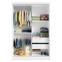 Kit Guarda-roupa Infantil Max 2 Portas De Correr Com Espelho + Cômoda Branco Madesa Branco - 7